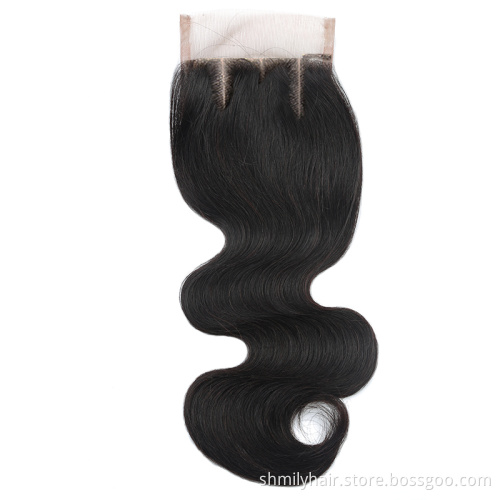 Body Wave Closure Brazilian Hair With Lace Frontal Human Hair Bundles With Closure Hair Extension